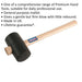 1.75lb Black Rubber Mallet - Wooden Shaft Handle - General Purpose Hammer Loops