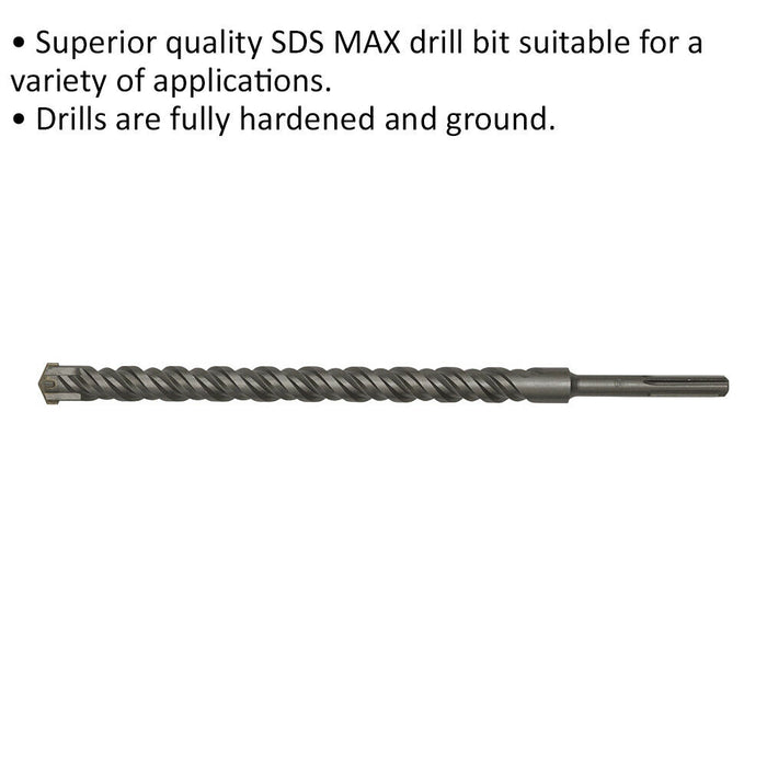 35 x 570mm SDS Max Drill Bit - Fully Hardened & Ground - Masonry Drilling Loops