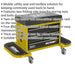 Mechanics Utility Seat & Toolbox - Folding Side Trays - Swivel Castors - Yellow Loops