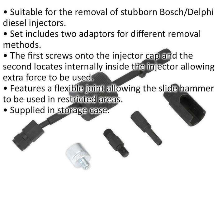 Diesel Injector Puller Set for Bosch & Delphi Diesel Injectors - Slide Hammer Loops