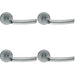 4x PAIR Curved Round Bar Handle on Round Rose Concealed Fix Satin Chrome Loops