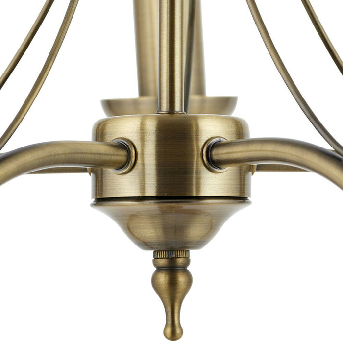 Hanging Flush Ceiling Pendant 5 Light ANTIQUE BRASS Chandelier Multi Lamp Holder Loops