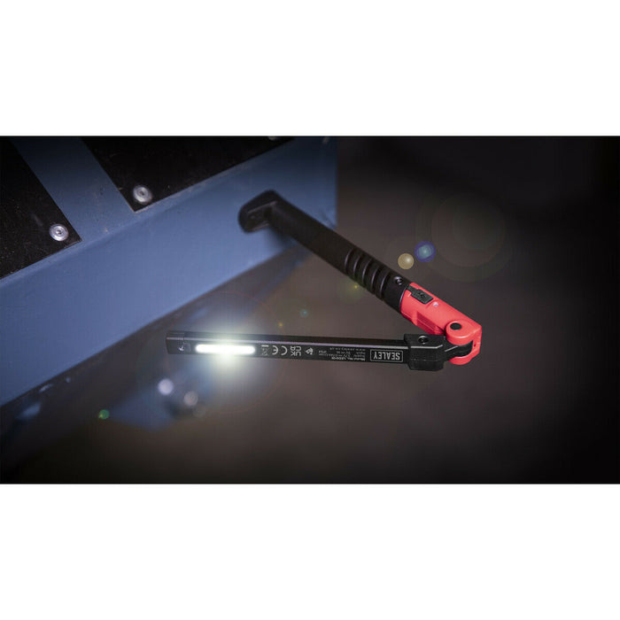 Slim Folding Pocket Light - 2 COB & 1 SMD LED - Rechargeable - Magnetic - Red Loops