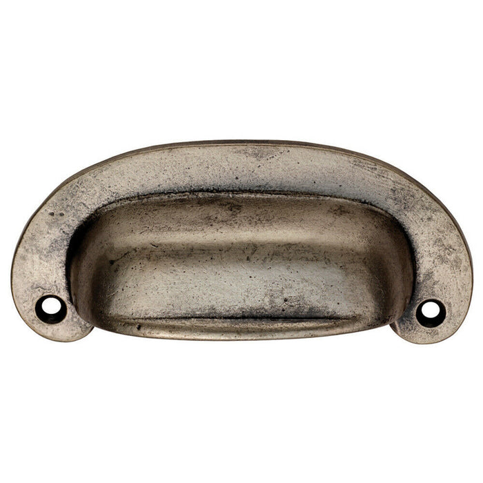 Oval Plate Cabinet Cup Handle 106 x 44.5mm 87mm Fixing Centres Pewter Loops