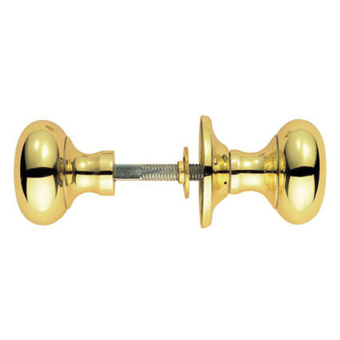 PAIR Large Mushroom Rimmed Mortice Door Knob 53mm Diameter Polished Brass Loops