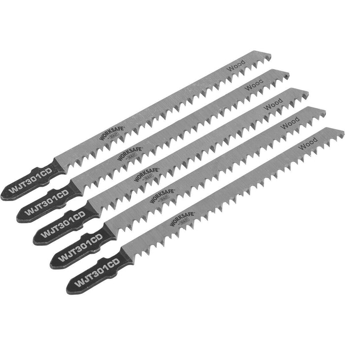 5 PACK 90mm Chrome Vanadium Steel Jigsaw Blade - 8 TPI - Diagonal Teeth - Wood Loops