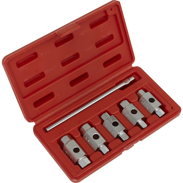 6 Piece Double Ended Drain Key Set - Sump Plug Removal - Tommy Bar - Steel Loops