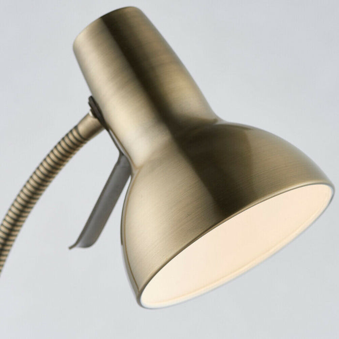 Standing Floor & Table Lamp Set Antique Brass Adjustable Neck Living Room Light Loops