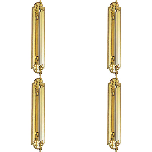 4x Ornate Textured Door Pull Handle 229 x 29mm Fixing Centres Polished Brass Loops
