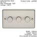 3 Gang 400W 2 Way Rotary Dimmer Switch SATIN STEEL Light Dimming Wall Plate Loops