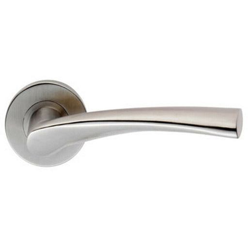 PAIR Twisted Angular Design Handle on Round Rose Concealed Fix Satin Steel Loops