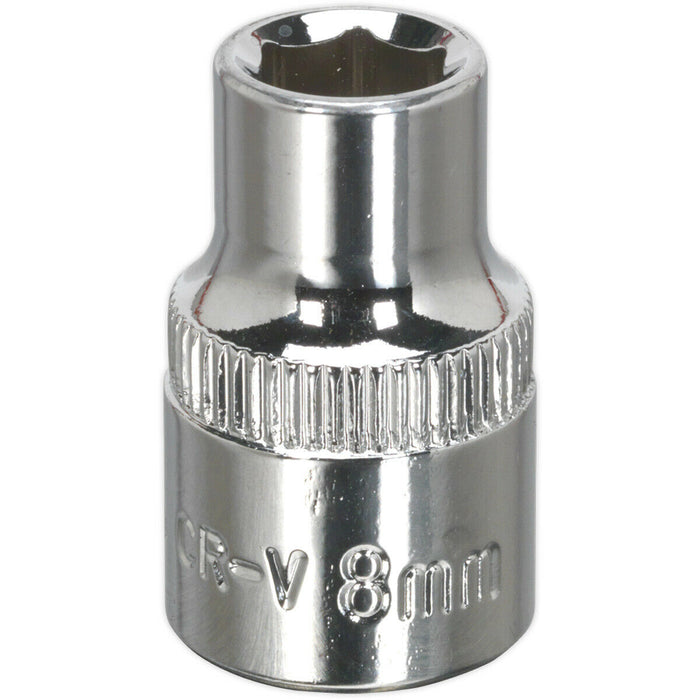 8mm Forged Steel Drive Socket - 3/8" Square Drive - Polished Chrome Vanadium Loops