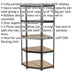 Corner Racking Unit with 5 MDF Shelves - 150kg Per Shelf - Steel Frame Loops