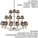 Avery Ceiling Pendant Chandelier Light 21 Lamp Bright Nickel & Black Pleat Shade Loops