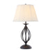 Table Lamp Ivory Shade Lounge Dining Room Black Finish LED E27 60W Bulb Loops