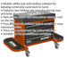 Mechanics Utility Seat & Toolbox - Folding Side Trays - Swivel Castors - Orange Loops