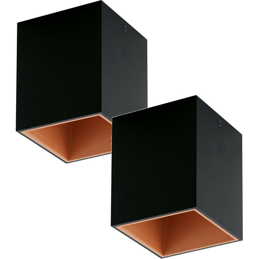 2 PACK Wall / Ceiling Light Black & Copper Square Downlight 3.3W Built in LED Loops