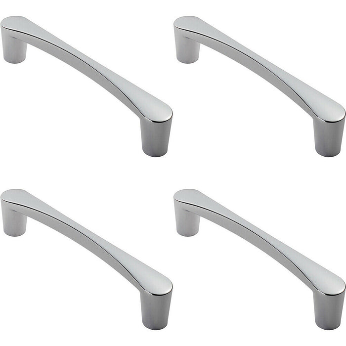 4x Curved D Shape Pull Handle 146 x 18.5mm 128mm Fixing Centres Polished Chrome Loops