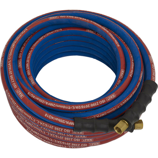 Extra Heavy Duty Air Hose with 1/4 Inch BSP Unions - 15 Metre Length - 10mm Bore Loops