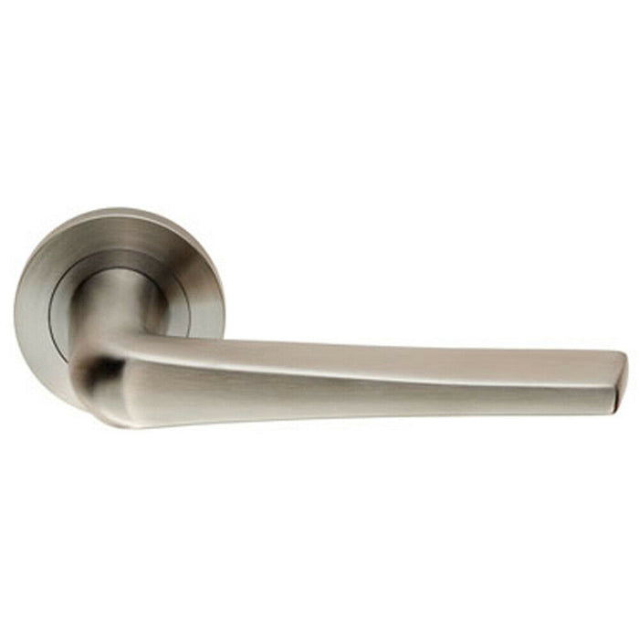 4x PAIR Chunky Flat Tapered Bar Handle on Round Rose Concealed Fix Satin Steel Loops