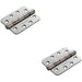 2x PAIR 102 x 76 x 3mm 13 Ball Bearing Hinge Satin Stainless Steel Rounded Edge Loops