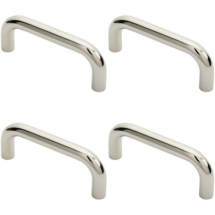 4x Round D Bar Pull Handle 169 x 19mm 150mm Fixing Centres Bright Steel Loops