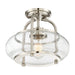 Semi Flush 1 Light Clear Seeded Glass Shade Brushed Nickel LED E27 60W Loops