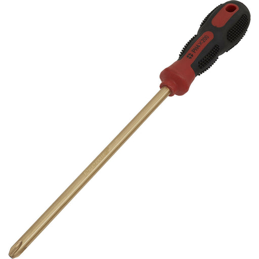 Non-Sparking Phillips Screwdriver - #4 x 200mm - Soft Grip Handle - Die Forged Loops