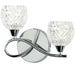 LED Twin Wall Light Twisted Chrome Arm Glass Pattern Shade Dimming Lamp Lighting Loops