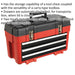 585 x 250 x 340mm Portable 3 Auto Locking Drawer Toolbox - Red - Tool Storage Loops