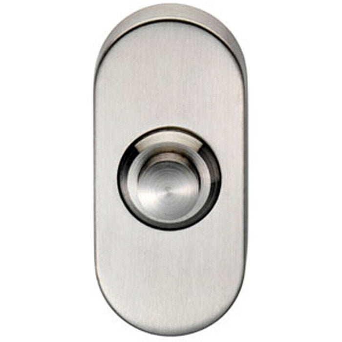 Decorative Door Bell Cover Satin Stainless Steel 64 x 30mm Oval Push Button Loops