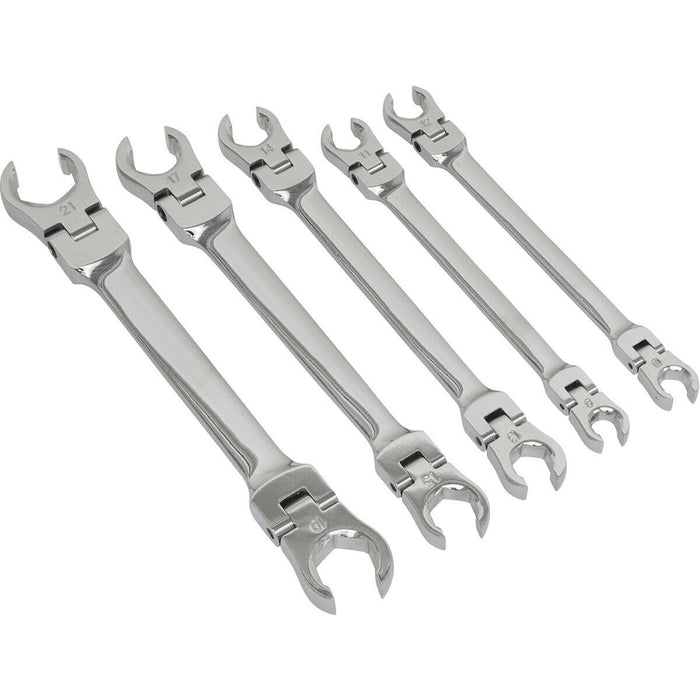 5 PACK Flexible Head Flare Nut Spanner Set - Compression Joint / Brake Wrench Loops