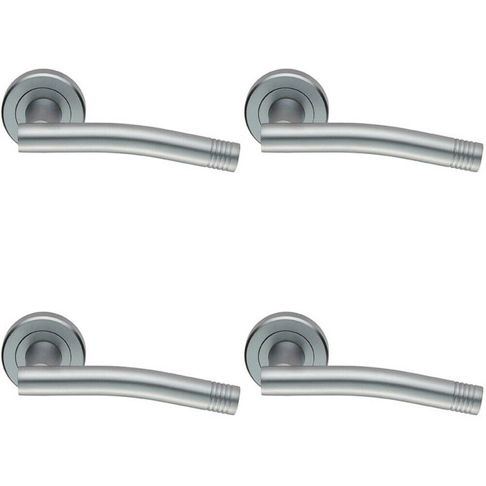 4x PAIR Round Bar Handle with Arch Concealed Fix Round Rose Satin Chrome Loops