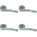 4x PAIR Round Bar Handle with Arch Concealed Fix Round Rose Satin Chrome Loops