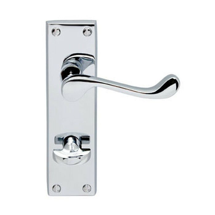PAIR Victorian Scroll Lever on Bathroom Backplate 155 x 41mm Polished Chrome Loops
