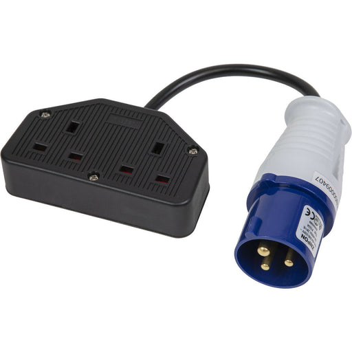350mm Trailing Socket & Cable Set - 2 x 13A UK Plug Socket & 16A 2P+E Plug Loops