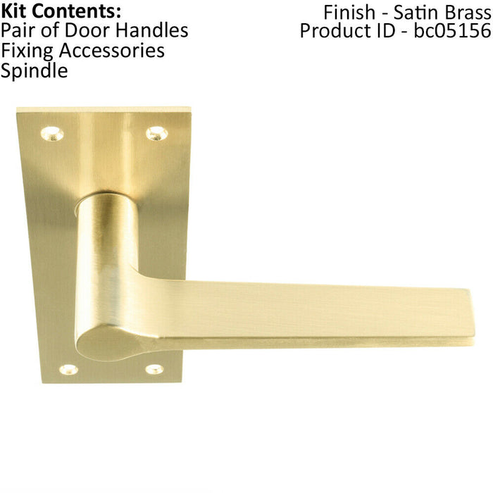 PAIR Flat Straight Handle on Slim Bathroom Backplate 150 x 50mm Satin Brass Loops
