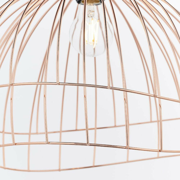 Hanging Ceiling Pendant Light Shade Copper Geometric Wire Frame Dome Bowl Cage Loops