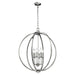 6 Bulb Ceiling Pendant Light Fitting Highly Polished Nickel LED E14 60W Loops