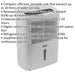 10 Litre Dehumidifier - Compact & Efficient - 240W - Digital Control Panel Loops