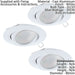 3 PACK Flush Ceiling Downlight White Aluminium Round Spotlight 5W GU10 Bulb Loops