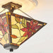 Tiffany Glass Semi Flush Ceiling Light Bronze Floral Inverted Lamp Shade i00160 Loops