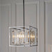 Hanging Ceiling Pendant Light Chrome & Crystal Gorgeous Modern Square Box Shade Loops