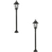 2 PACK IP44 Outdoor Bollard Light Black & Silver Lantern 1200mm Post 60W E27 Loops