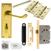 Door Handle & Bathroom Lock Pack Brass Victorian Scroll Lever Backplate Loops