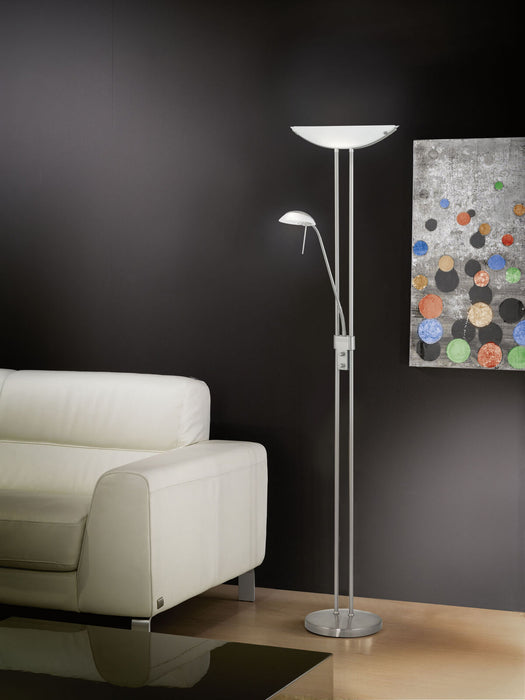 Floor Lamp Light Satin Nickel Shade White Satin Glass Bulb R7S G9 1x230W 1x33W Loops