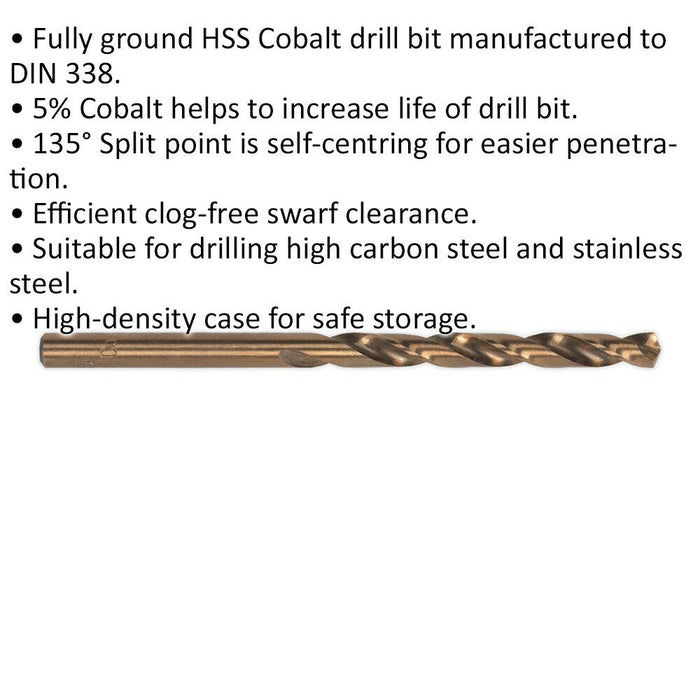 5 PACK 10.5mm Fully Ground HSS Cobalt Drill Bit - Long Life Clog Free Drill Bit Loops