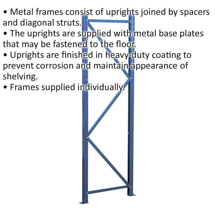 Heavy Duty Metal Warehouse Racking Frame - 2000 x 600mm - Diagonal Struts Loops