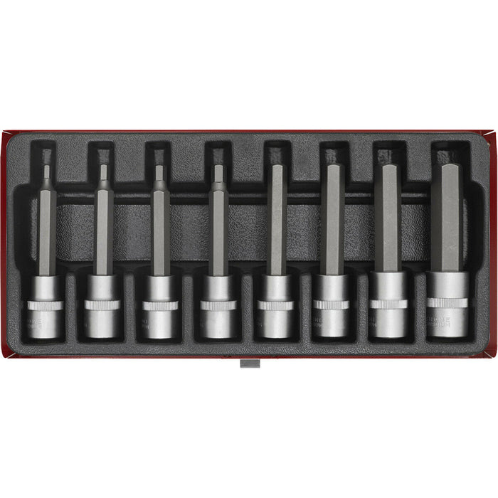 8pc METRIC Hex Key Socket Bit Set - 1/2" Square Drive - 5mm to 17mm x 100mm Long Loops