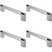4x Multi Section Straight Pull Handle 224mm Centres Polished Matt Satin Chrome Loops